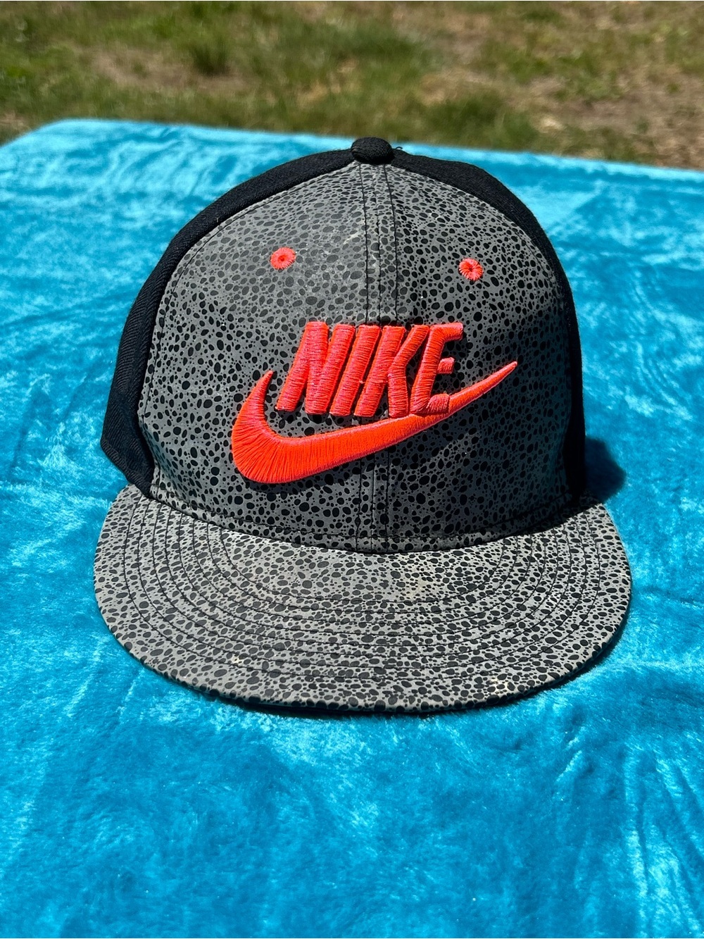 Nike Black & Gray Elephant Print Snapback with Orange Logo